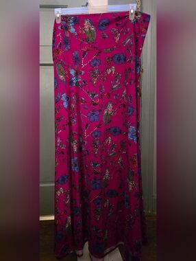 LuLaRoe Floral Maxi Skirt in Fuchsia Pink